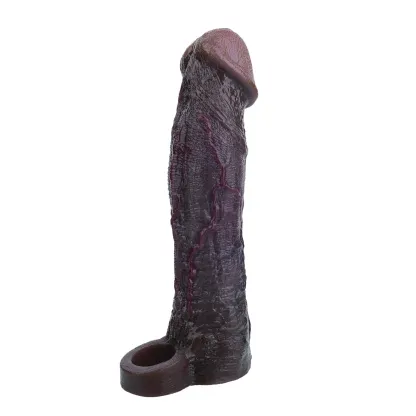 Leo 9.1"×2.2" Huge Black Realistic Silicone Penis Extender | 10 Vibration Modes